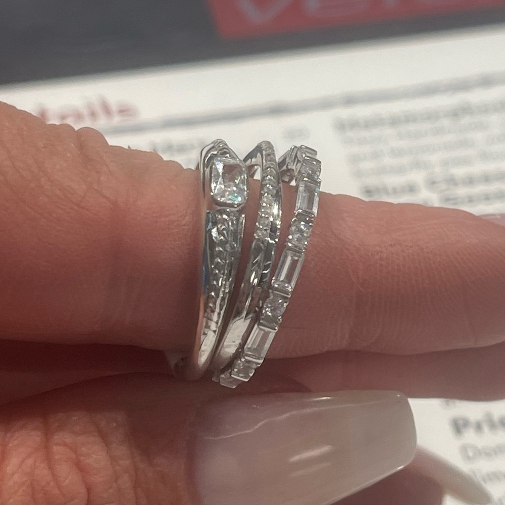 Size 9 Silver 925 Stack Ring Set New - image 2
